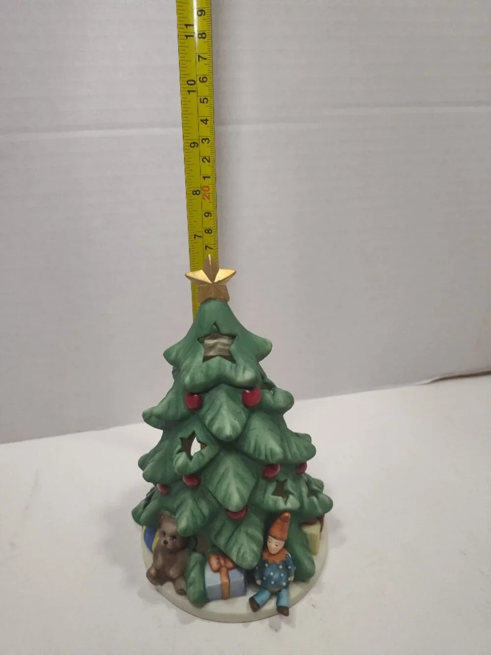 Goebel Christmas Tree Votive Candle Holder Teddy Bear Elf 7.5